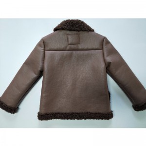 VESTE EN PU MARRON POUR ENFANTS RLCPJ0001N