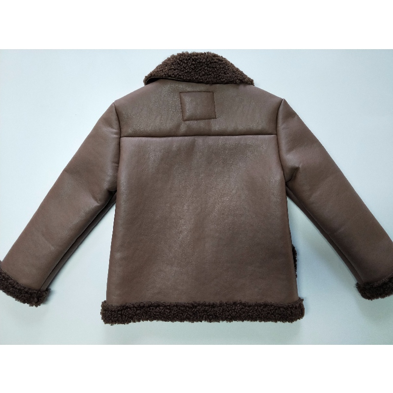 VESTE EN PU MARRON POUR ENFANTS RLCPJ0001N