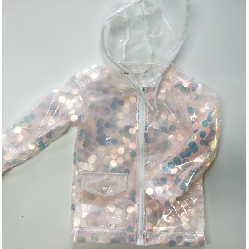 VESTE EN TPU À CAPUCHE EN SEQUIN POUR ENFANTS RLCTJ0003N