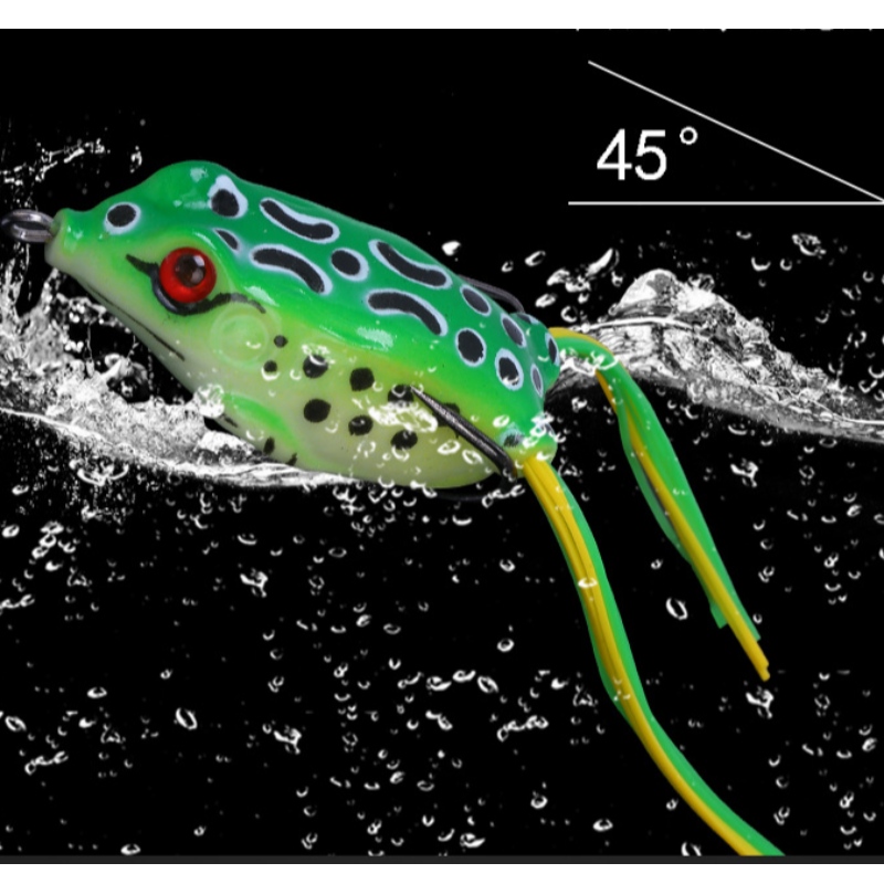 Grenouille de tonnerre en silicone simulé Lei grenouille route appâts faux appâts double crochet appâts noirs poissons noirs spécialisés dans la mise à mort des engins de pêche