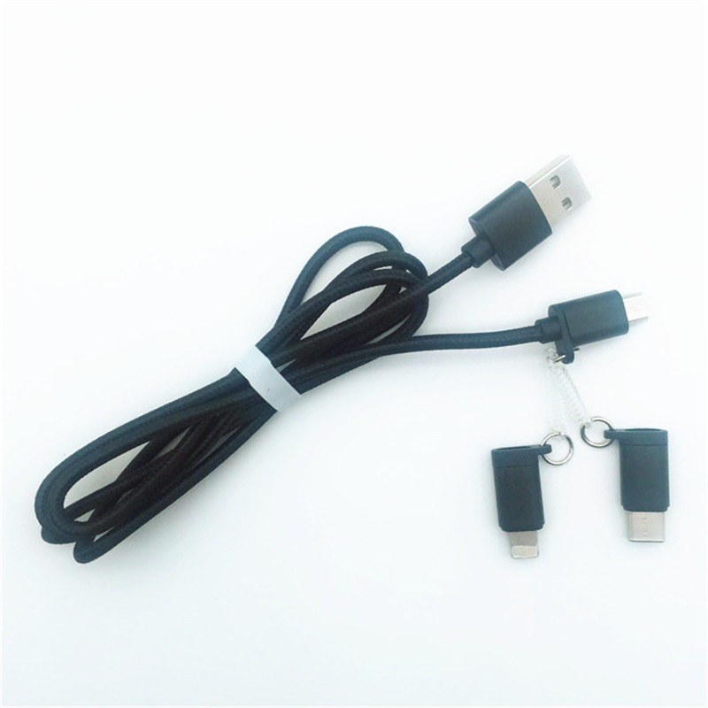 KPS-1002CB 3in1 Câble USB de charge tressé en nylon de haute qualité 1M 2a OD3.5MM