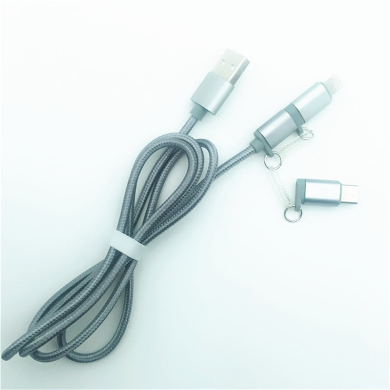 KPS-1002CB 3in1 Câble USB de charge tressé en nylon de haute qualité 1M 2a OD3.5MM