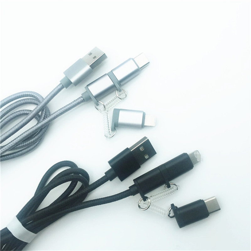 KPS-1002CB 3in1 Câble USB de charge tressé en nylon de haute qualité 1M 2a OD3.5MM