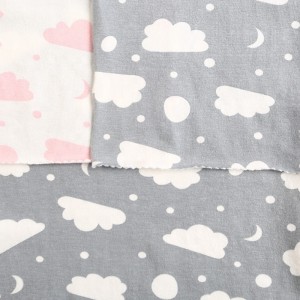 Tissu d'habillement pour bébé en jersey avec impression nuage en jersey de coton peigné à 100% de jersey de coton