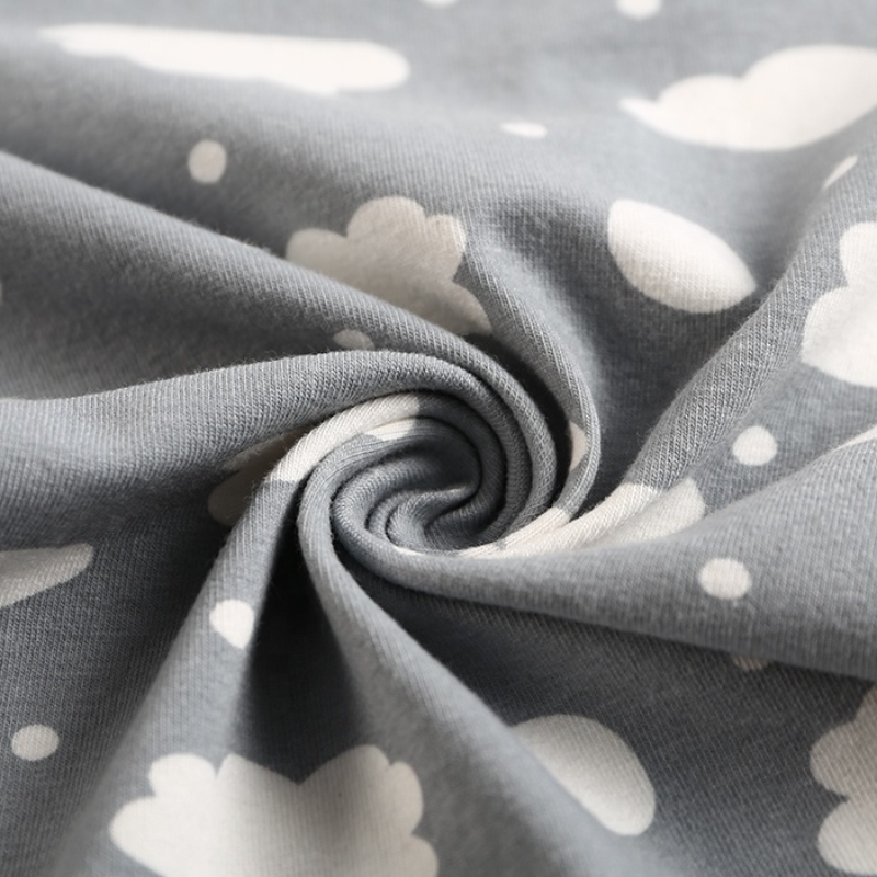 Tissu d'habillement pour bébé en jersey avec impression nuage en jersey de coton peigné à 100% de jersey de coton