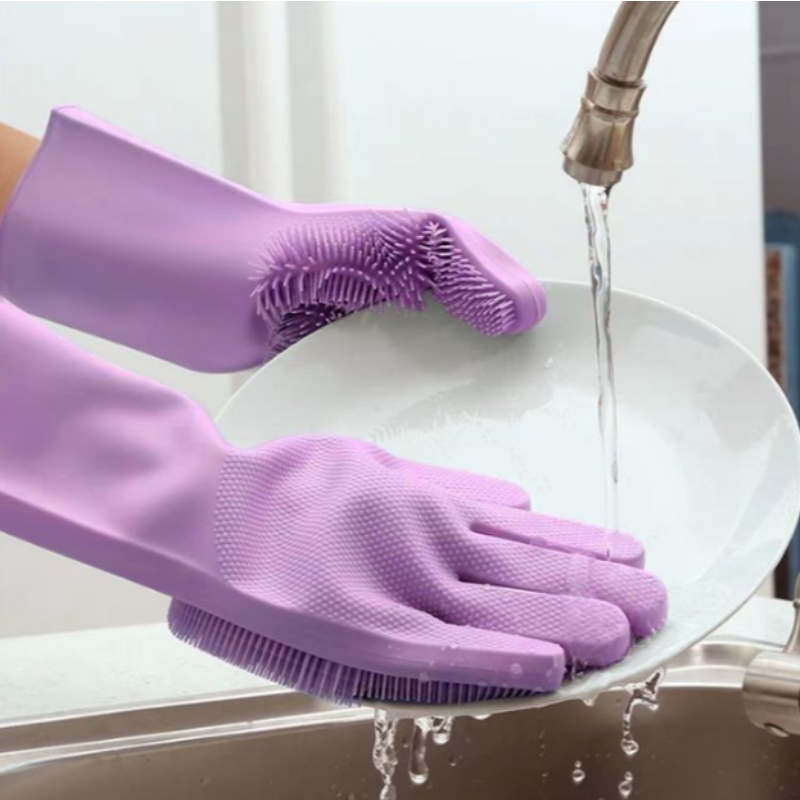 Gants en silicone pour la vaisselle, isolation thermique, brosse anti-dérapante et anti-usure pour le nettoyage de la cuisine