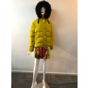 MANTEAU À CAPUCHE JAUNE POUR FEMME RLWPC0026