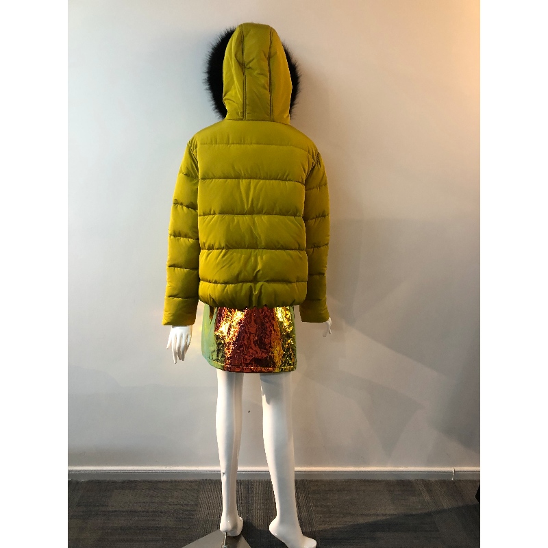MANTEAU À CAPUCHE JAUNE POUR FEMME RLWPC0026