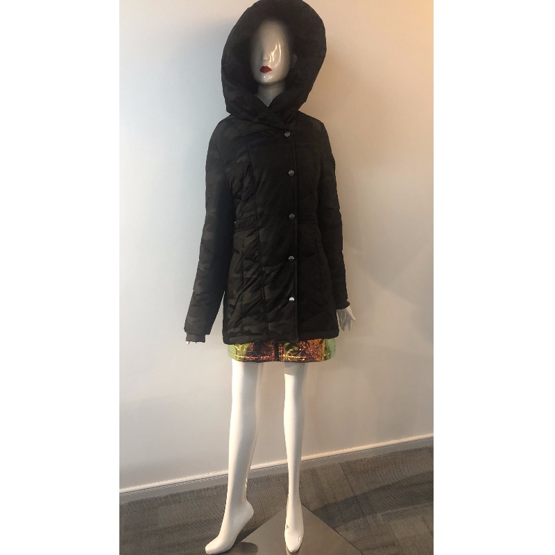 MANTEAU À CAPUCHE NOIR POUR FEMMES RLWPC0036