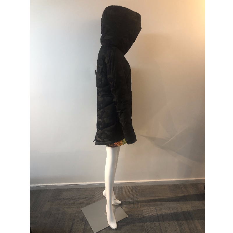 MANTEAU À CAPUCHE NOIR POUR FEMMES RLWPC0036