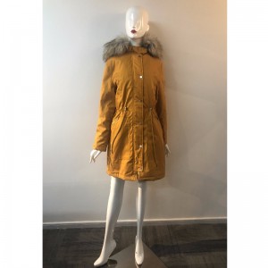 MANTEAU À CAPUCHE JAUNE POUR FEMME RLWPC0041