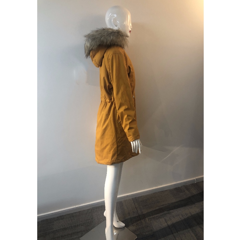 MANTEAU À CAPUCHE JAUNE POUR FEMME RLWPC0041