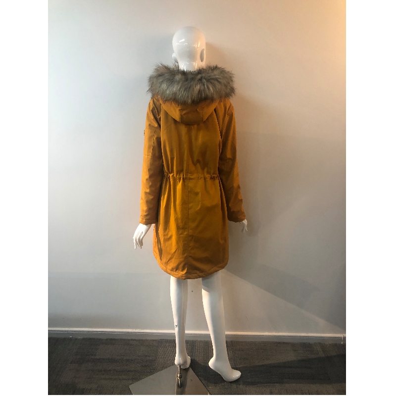 MANTEAU À CAPUCHE JAUNE POUR FEMME RLWPC0041