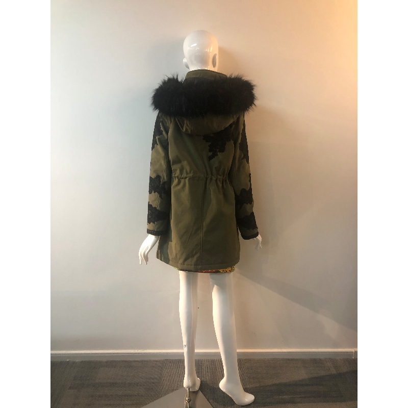 MANTEAU À CAPUCHE KHAKI POUR FEMME RLWPC0047