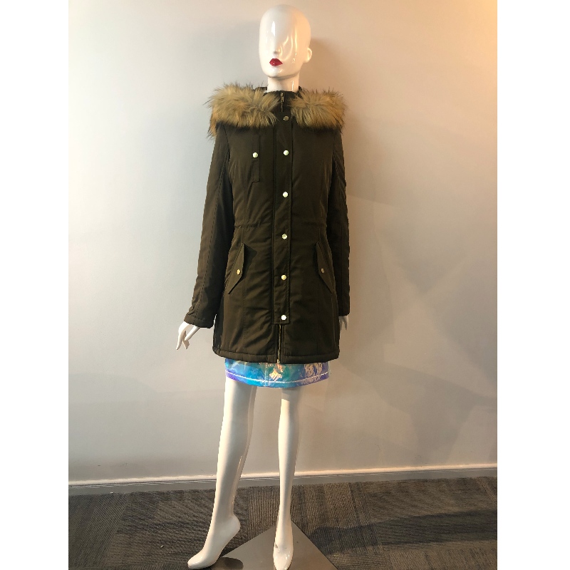 MANTEAU À CAPUCHE KHAKI POUR FEMME RLWPC0048