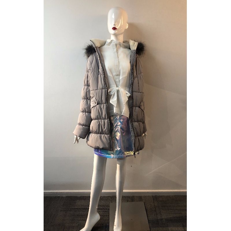 MANTEAU À CAPUCHE GRIS POUR FEMME RLWPC0070