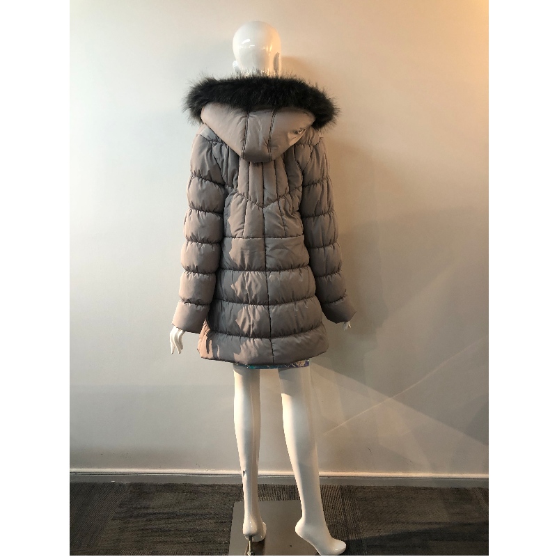 MANTEAU À CAPUCHE GRIS POUR FEMME RLWPC0070