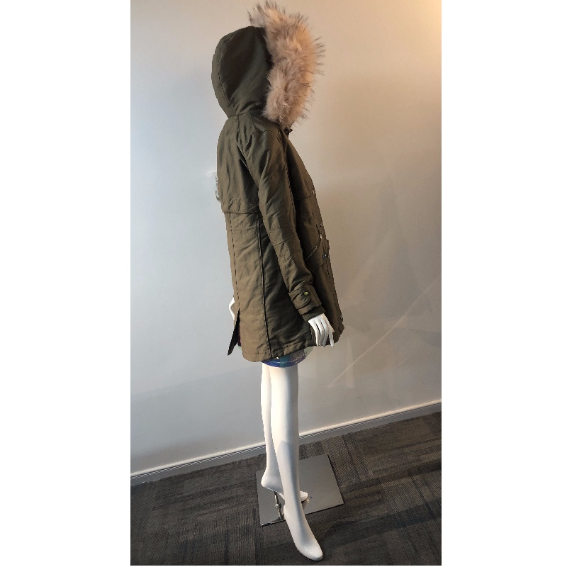 MANTEAU À CAPUCHE KHAKI POUR FEMME RLWPC0074