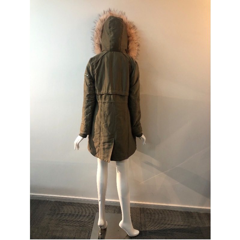 MANTEAU À CAPUCHE KHAKI POUR FEMME RLWPC0074