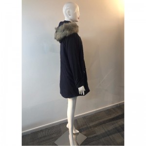 MANTEAU À CAPUCHE NOIR POUR FEMME RLWPC0076