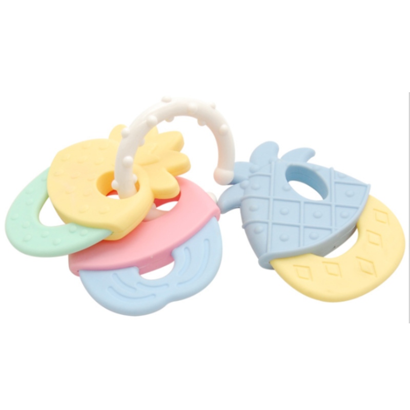 Silicone bébé gomme meulage bâton nouveau-né fruits gomme jouet macaron sonner cloche accessoires