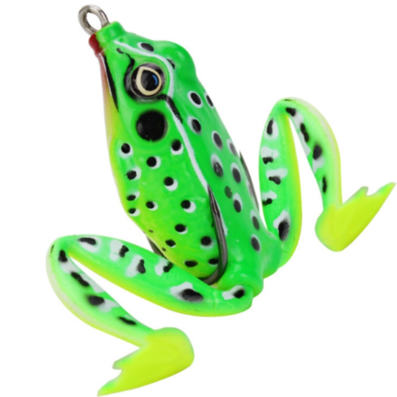 Silicone Frog simulé Lei Frog route appât faux appât double crochet appât noir poisson noir spécialisé dans la mise à mort de matériel de pêche