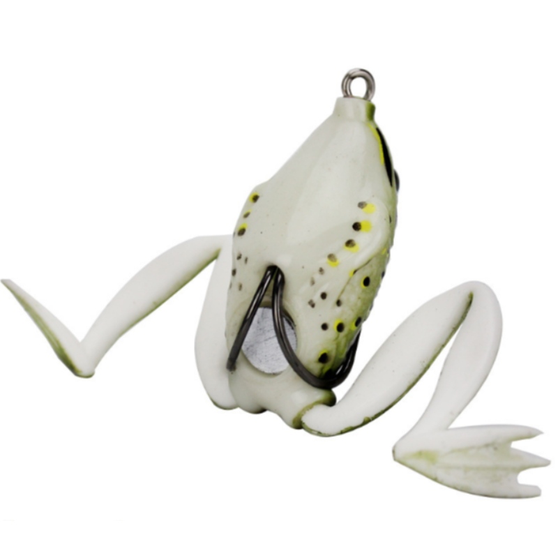 Silicone Frog simulé Lei Frog route appât faux appât double crochet appât noir poisson noir spécialisé dans la mise à mort de matériel de pêche