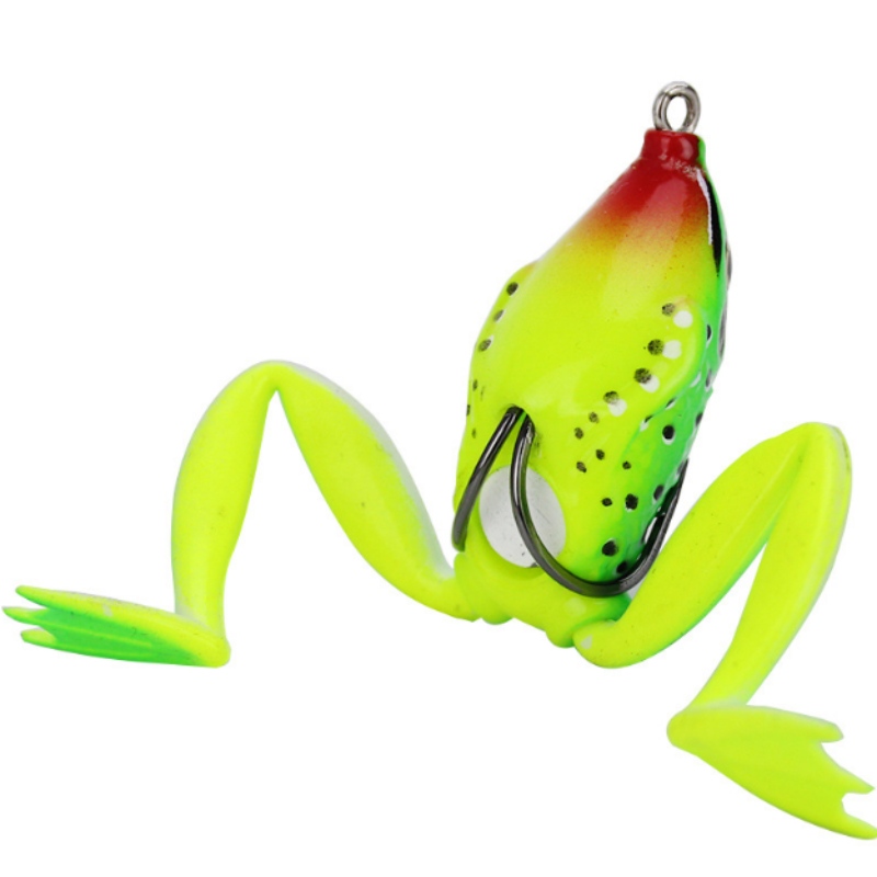 Silicone Frog simulé Lei Frog route appât faux appât double crochet appât noir poisson noir spécialisé dans la mise à mort de matériel de pêche