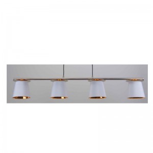 lampe à suspension avec abat-jour en tissu, abat-jour blanc à l'intérieur doré