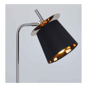 Lampadaire moderne avec abat-jour en tissu, abat-jour noir à l'intérieur doré