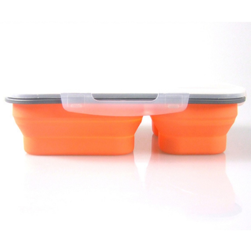 Boîte à lunch en silicone double couche boîte à lunch boîte fraîche en silicone boîte à lunch pour enfants bol pliant personnalisé