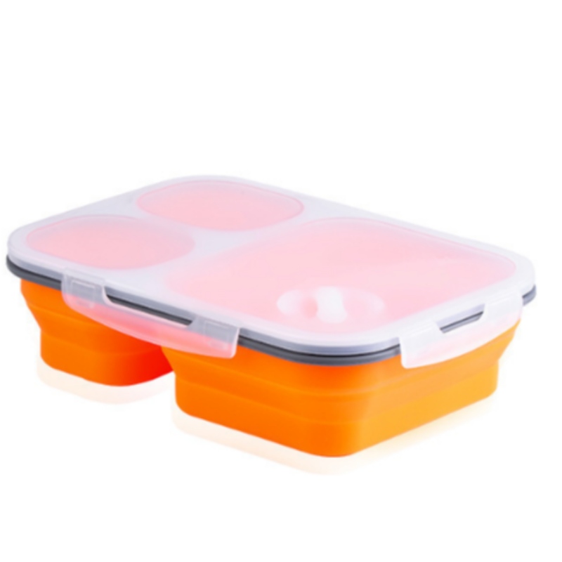 Boîte à lunch en silicone double couche boîte à lunch boîte fraîche en silicone boîte à lunch pour enfants bol pliant personnalisé