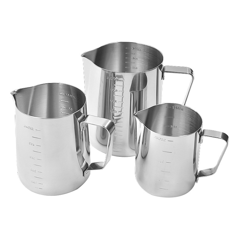 pichet de lait chaud d'art de latte de vente avec 350/600/900 ml avec des balances de mesure