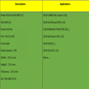 Plaquettes de frein (OE: 4E0698151K)