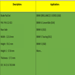 Plaquettes de freins (OE: 34216763044)