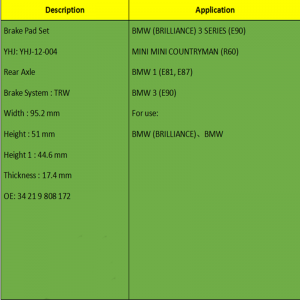 Plaquettes de freins (OE: 3421 9808172)