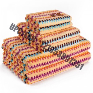 JMD TEXTILE 100% coton à séchage rapide, broderies Little Bear Cartoon, ensembles de serviettes de bain en jacquard multicolores teints, ensemble de 6 pièces (Orange)