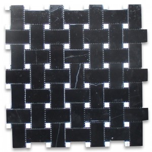 Nero marquina marbre noir 1x2 mosaïque en mosaïque pois blanc adouci