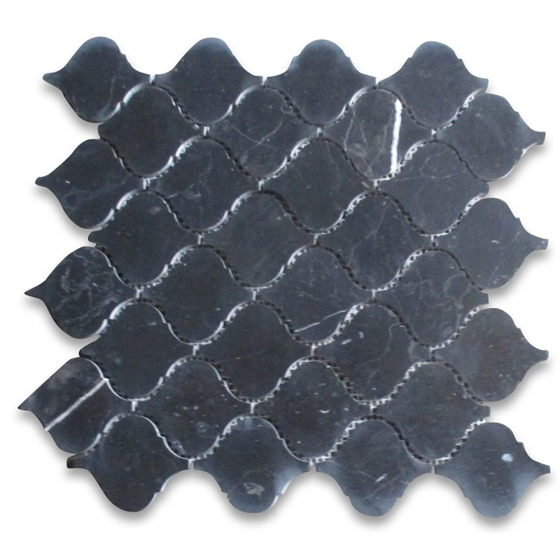 Nero marquina marbre noir 1x2 mosaïque en mosaïque pois blanc adouci