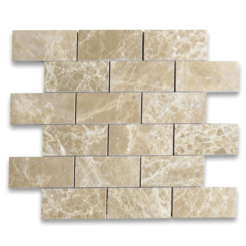 Carreau de mosaïque Emperador Light 2x4 Grand Brick Subway, poli