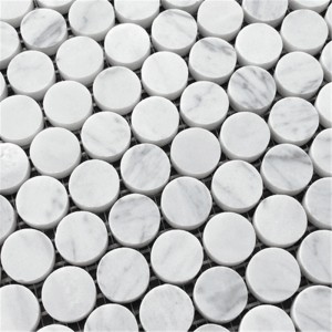 Carreau de mosaïque Bianco Carrare poli blanc 3\/4 penny