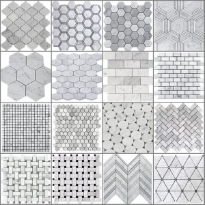 Carreaux de mosaïque blanc Carrara