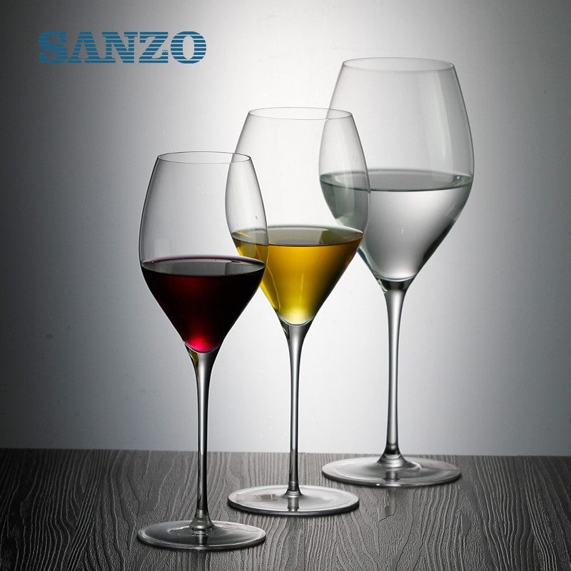 SANZO Noir Couleur Verre À Vin Ensemble À La Main Sans Plomb Cristal Incliné Verres À Bouche Grand Vase En Forme