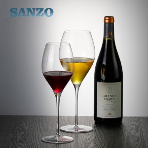 SANZO Noir Rouge Verres À Vin À La Main Sans Cristal Diamant Tige Verres Épaisse Fond Verre