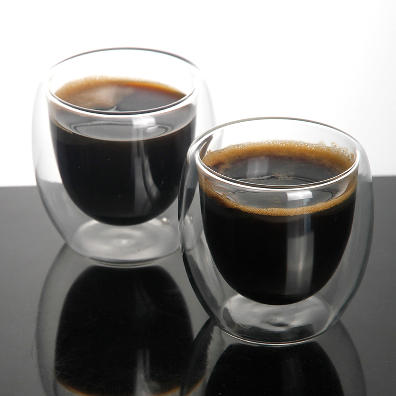 Fabricant de verrerie personnalisé Vente en gros de tasses à café faites à la main à double paroi