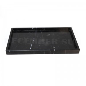 Plateau de service en marbre rectangle noir de haute qualité