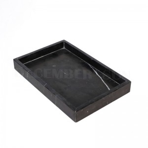 Plateau de service en marbre rectangle noir de haute qualité