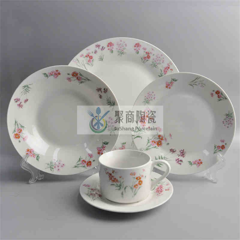 Service de table en porcelaine de 20 pièces avec décalcomanie taillée