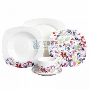 Service de table en porcelaine de 20 pièces avec décalcomanie taillée