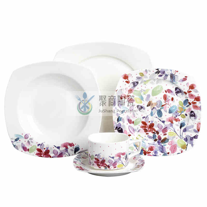 Service de table en porcelaine de 20 pièces avec décalcomanie taillée